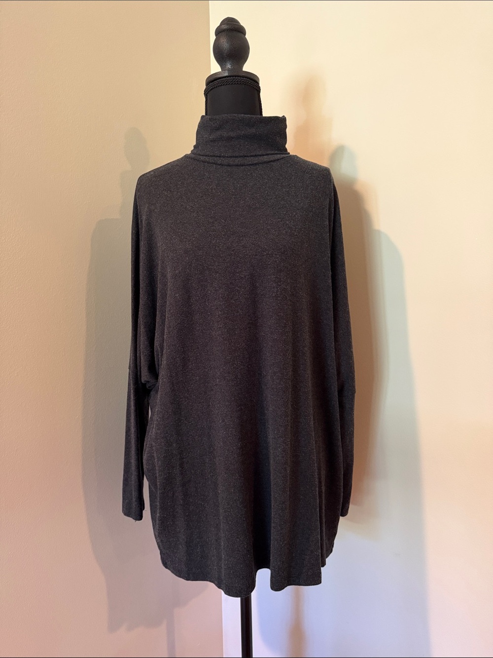 Charcoal Turtleneck Relaxed Knit Top